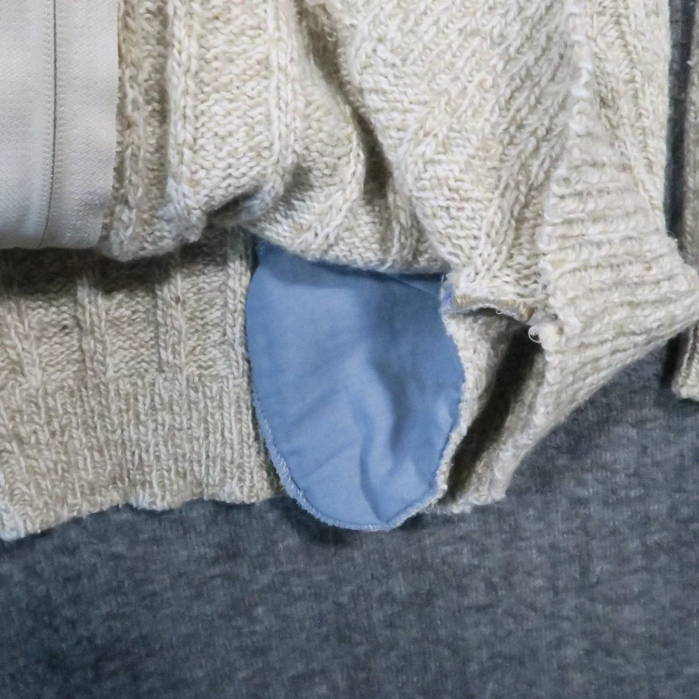 Northwest Passages Sweater Jacket M‎ Beige Elbow Patch Cabincore Vintage 90s